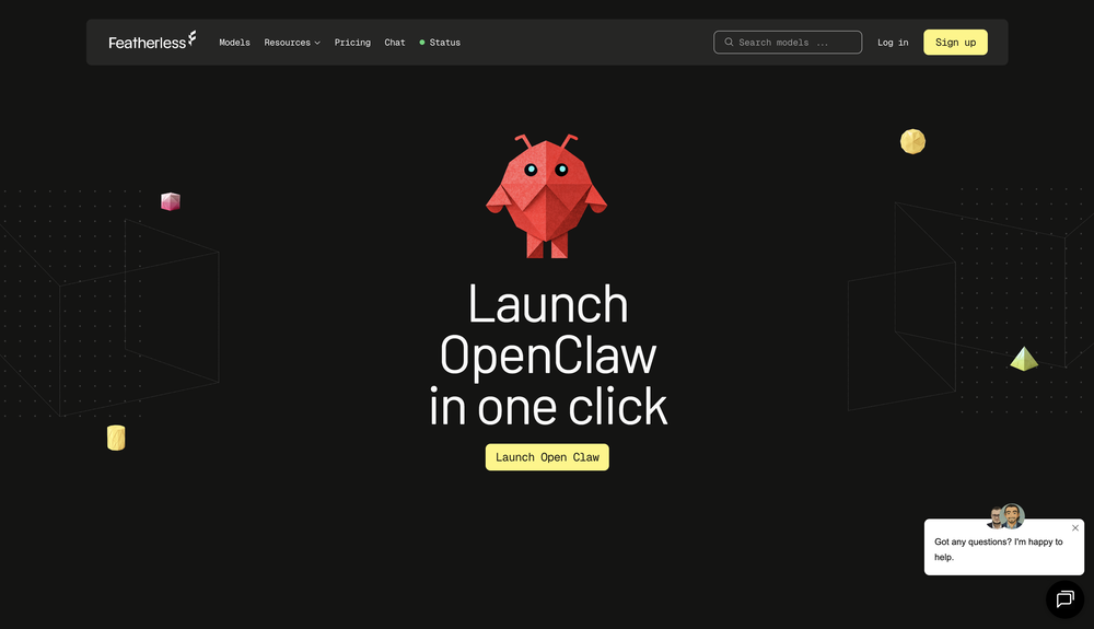 Featherless - Managed OpenClaw website
