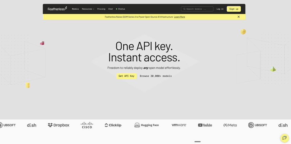 Featherless - Serverless LLM Hosting website
