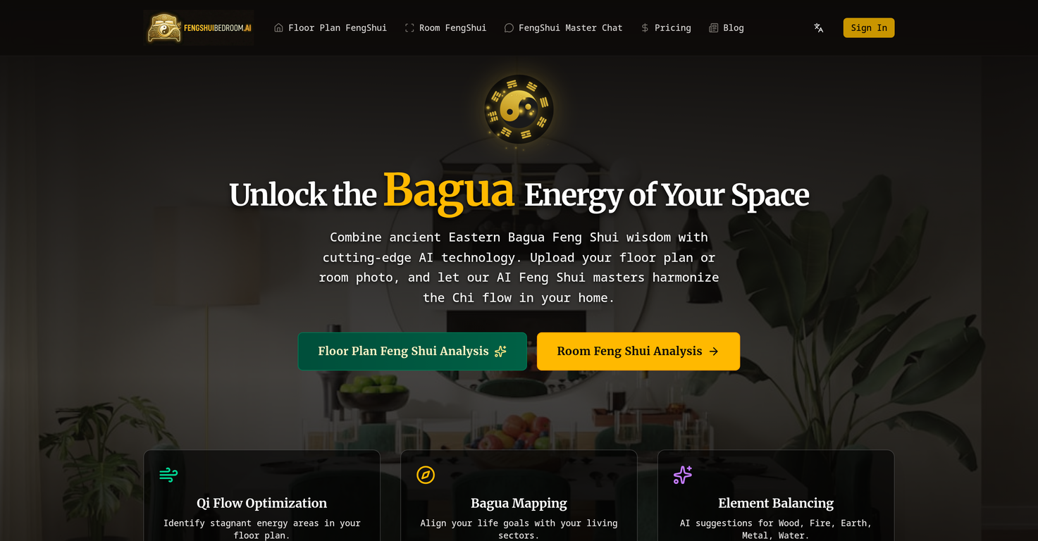 Feng Shui Bedroom AI website