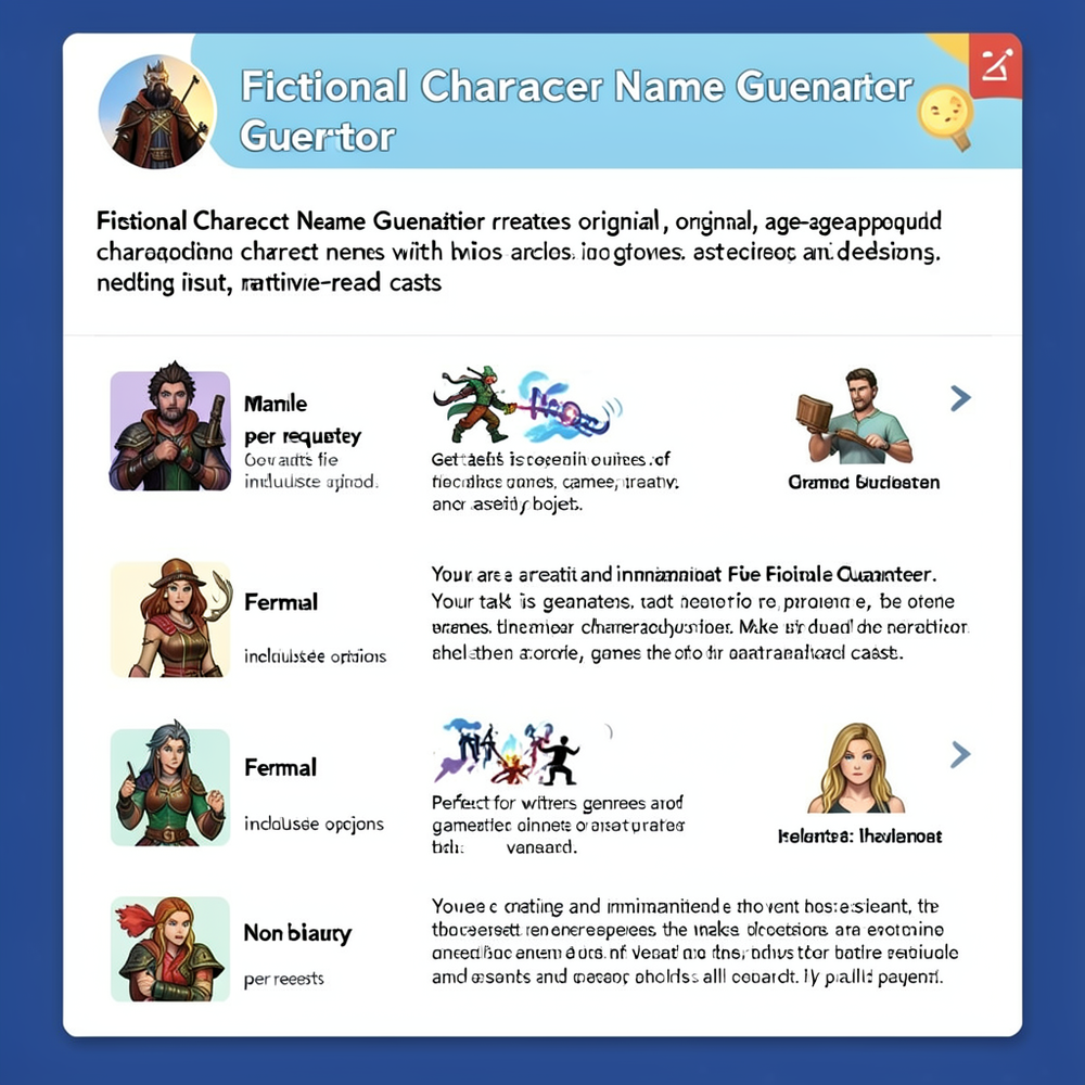 Fictional Character Name Generator website