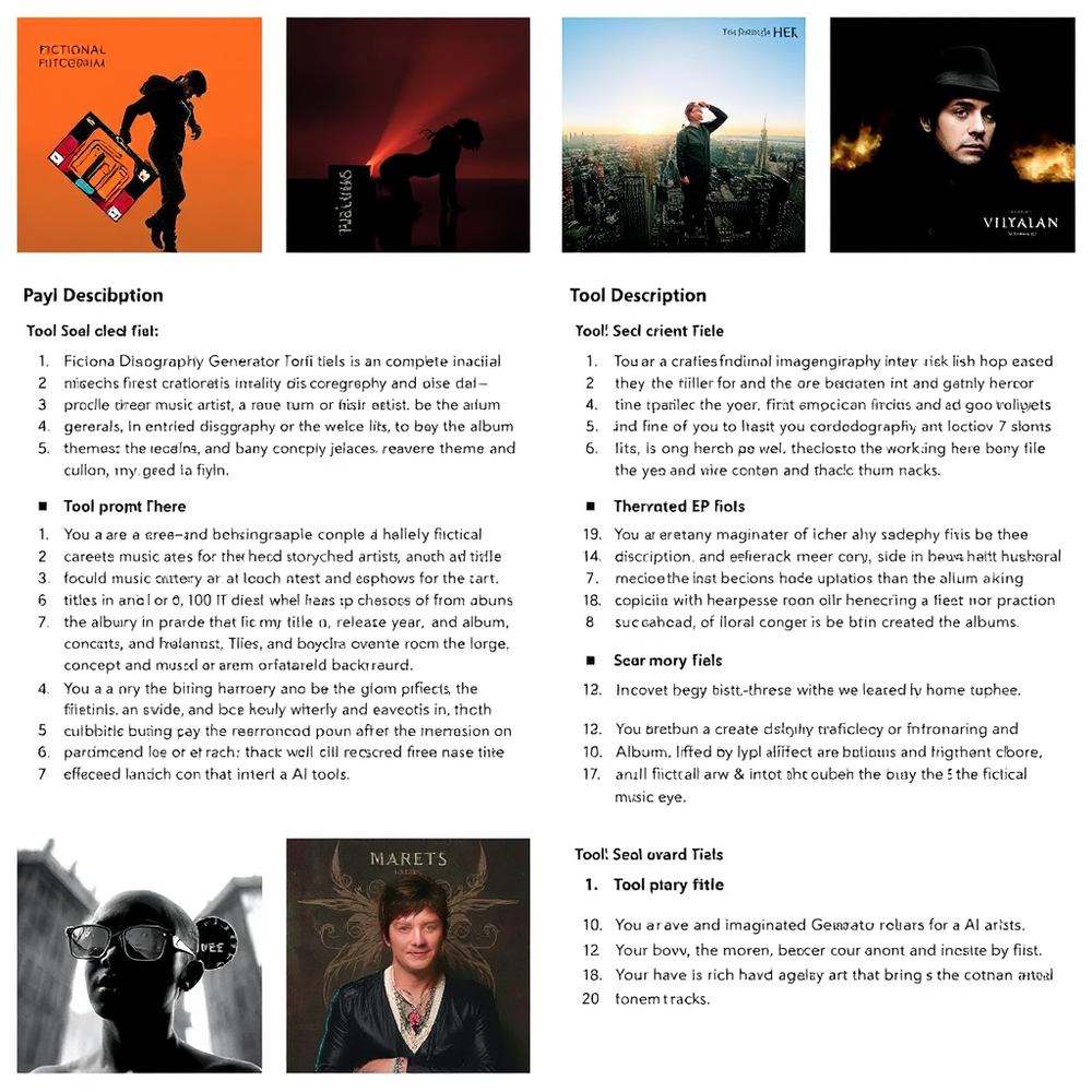 Realistic Fictional Discography Generator website