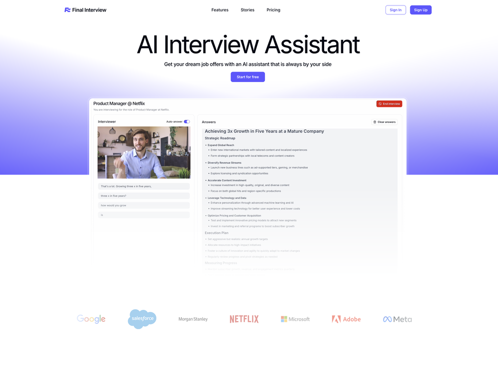 Final Interview website