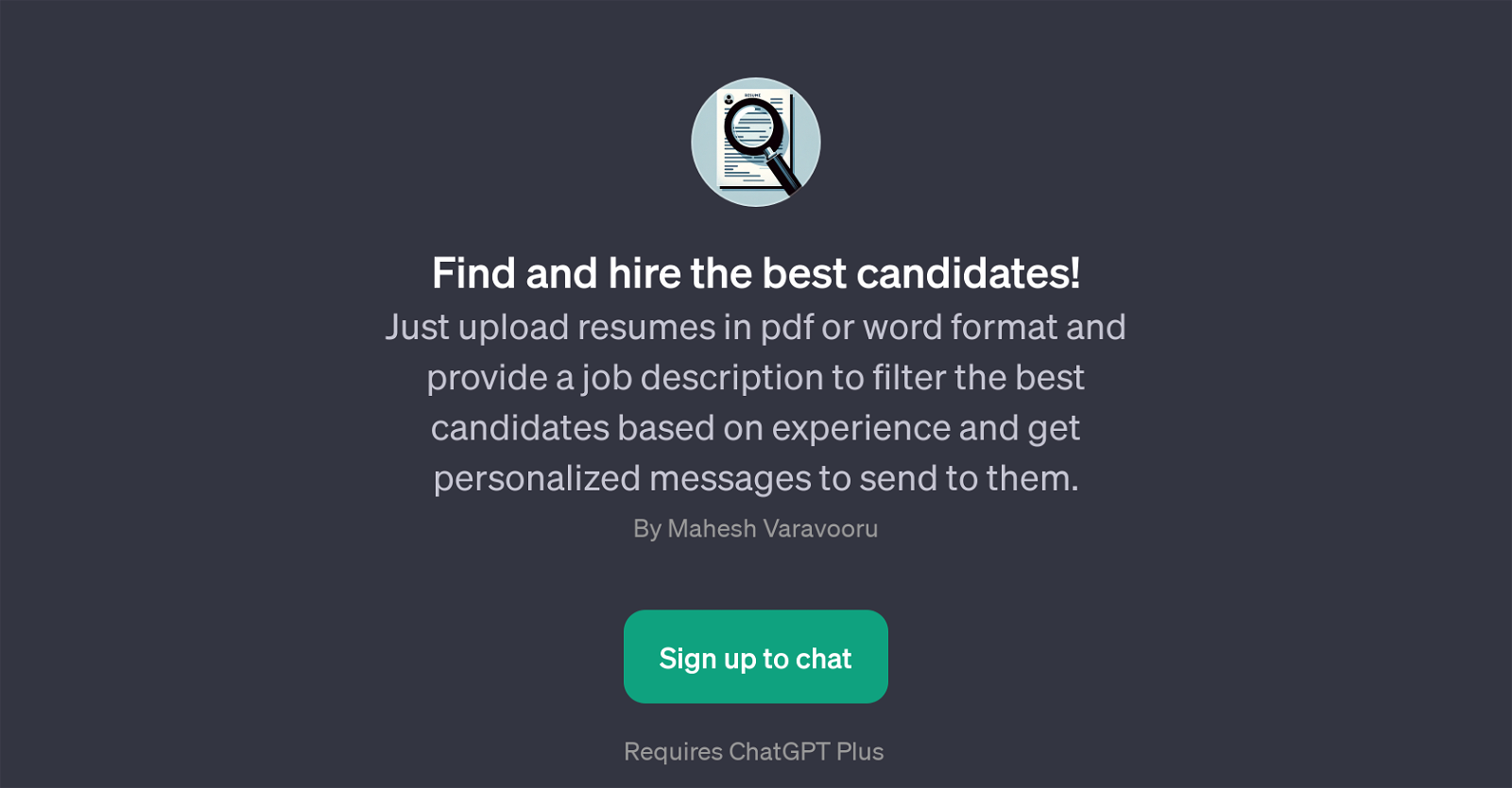 Find and Hire the Best Candidates GPT website