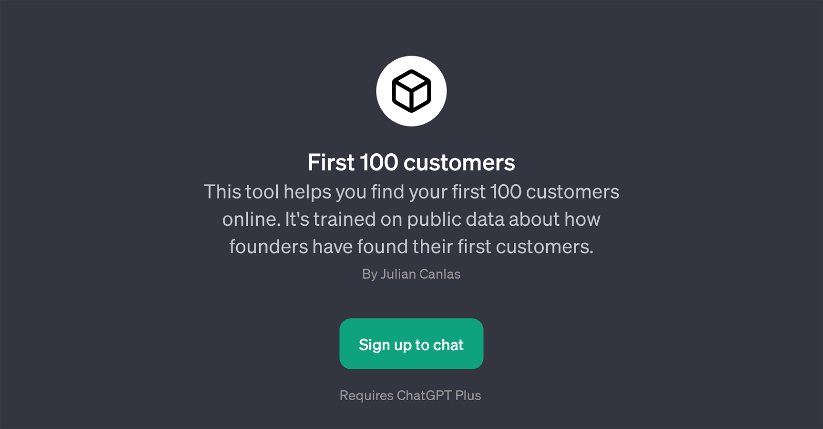 First 100 Customers website