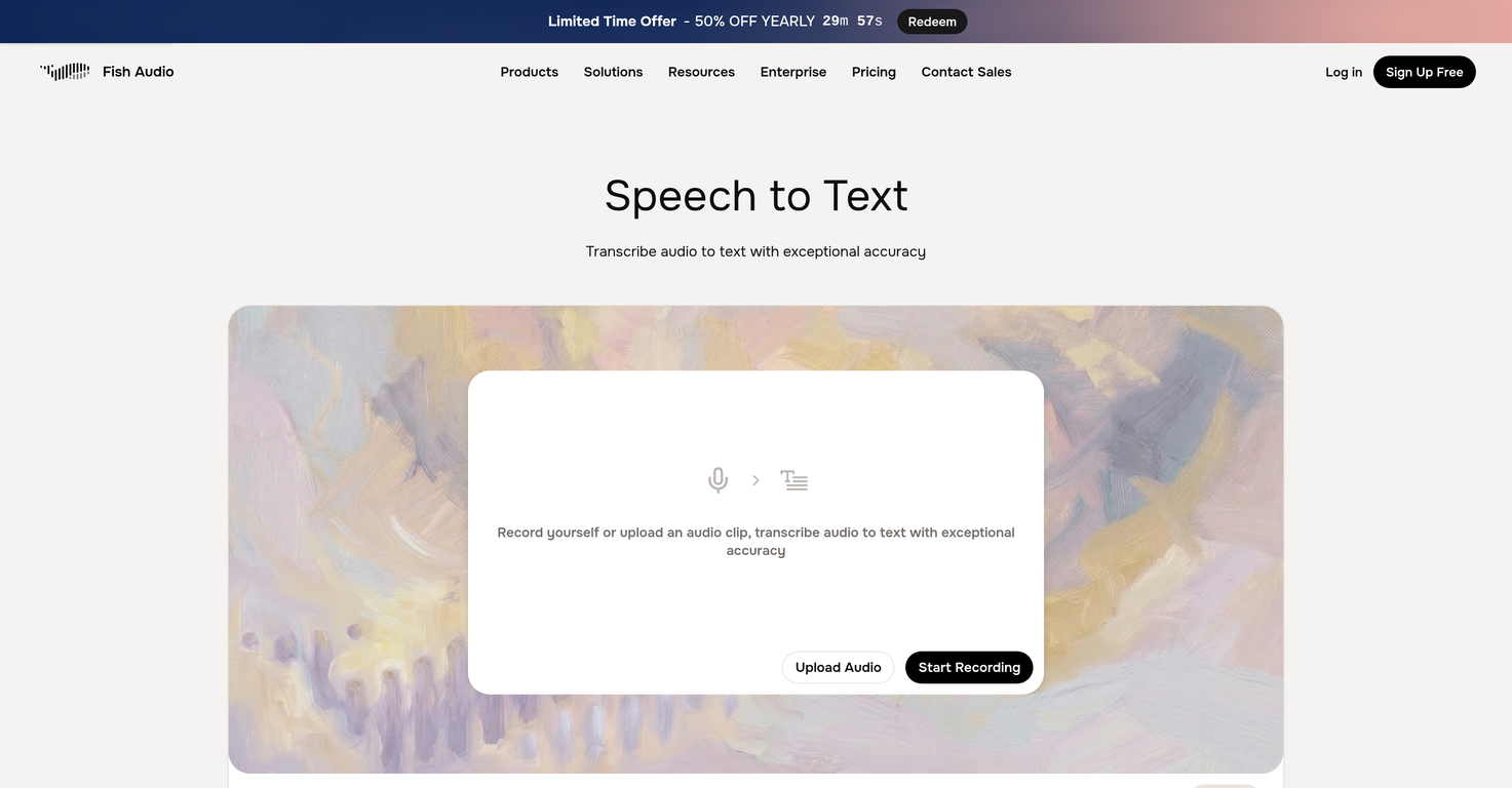 Fish Audio STT website