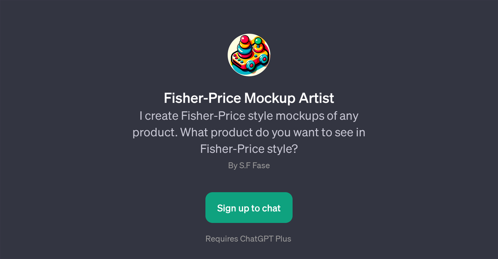 Fisher-Price Mockup Artist website