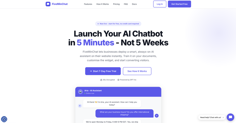FiveMinChat website