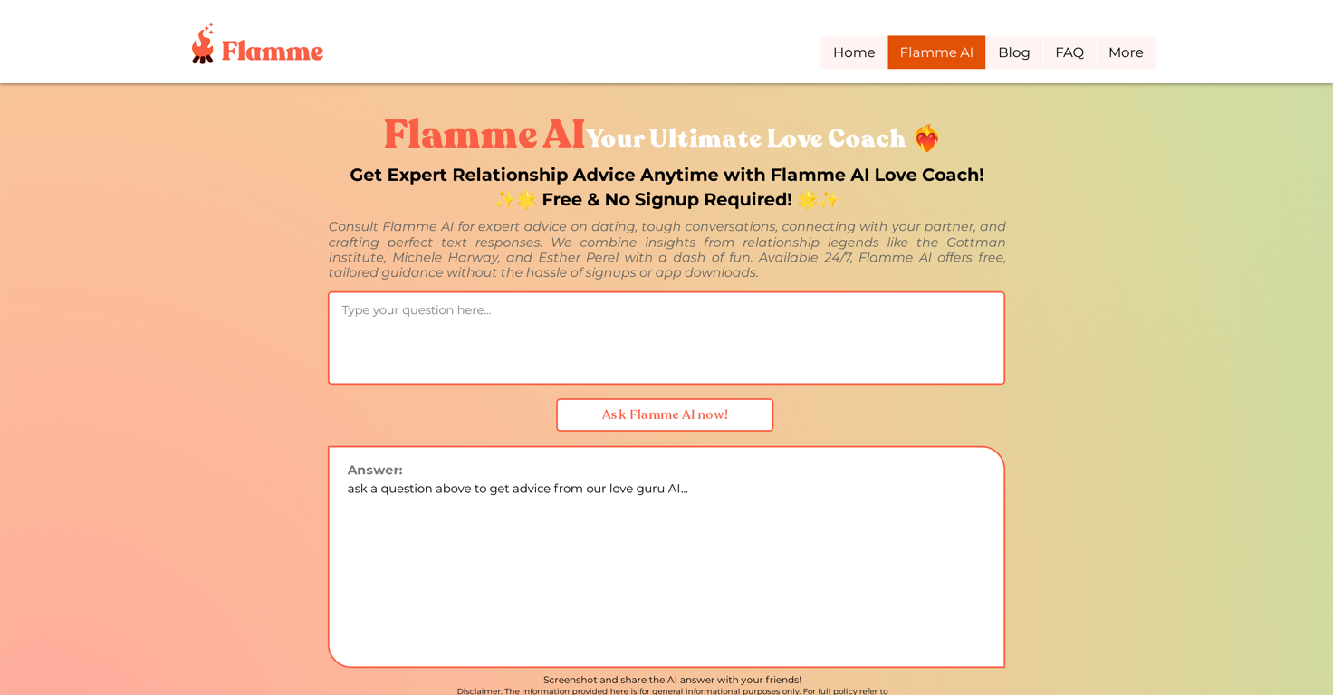 Flamme AI website