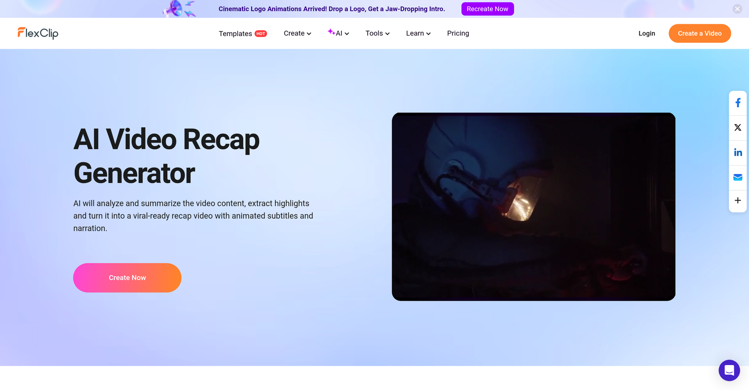 Flexclip Video Recap Maker website