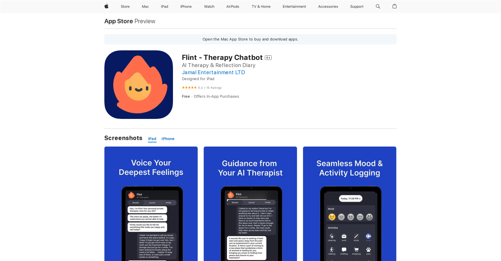 Flint - Therapy Chatbot website