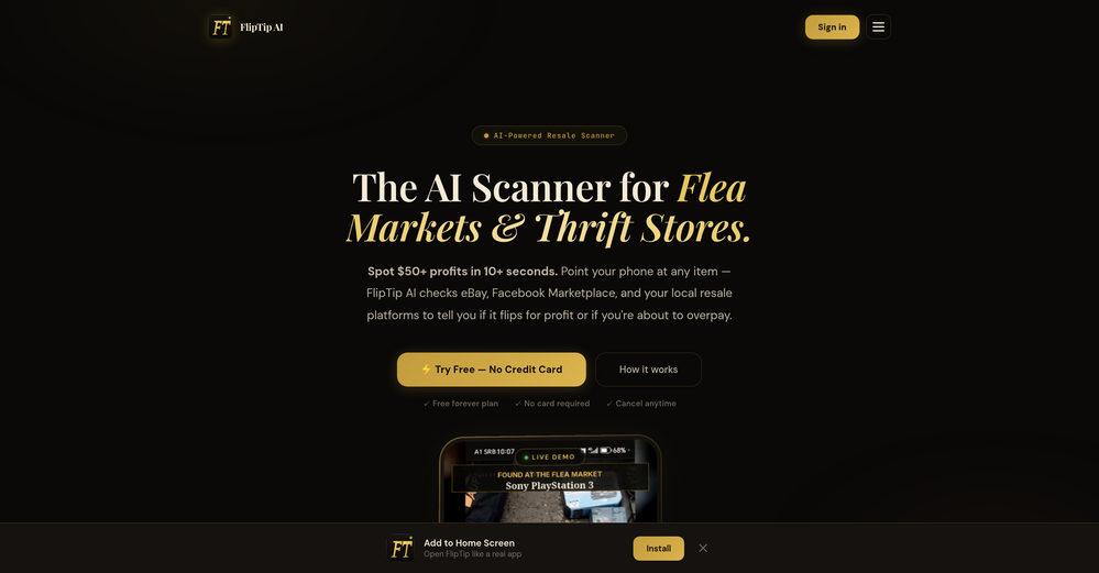 FlipTip AI website