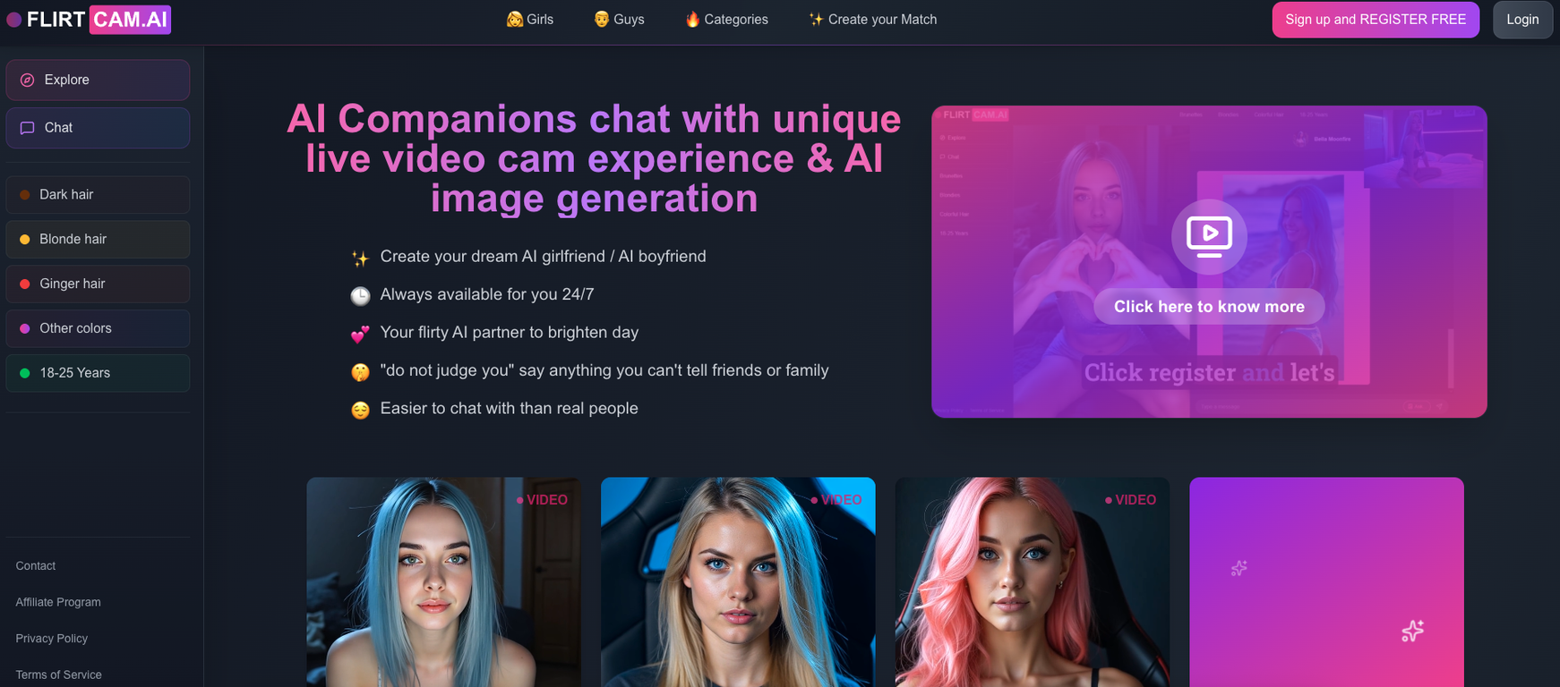 flirtCAM.AI website