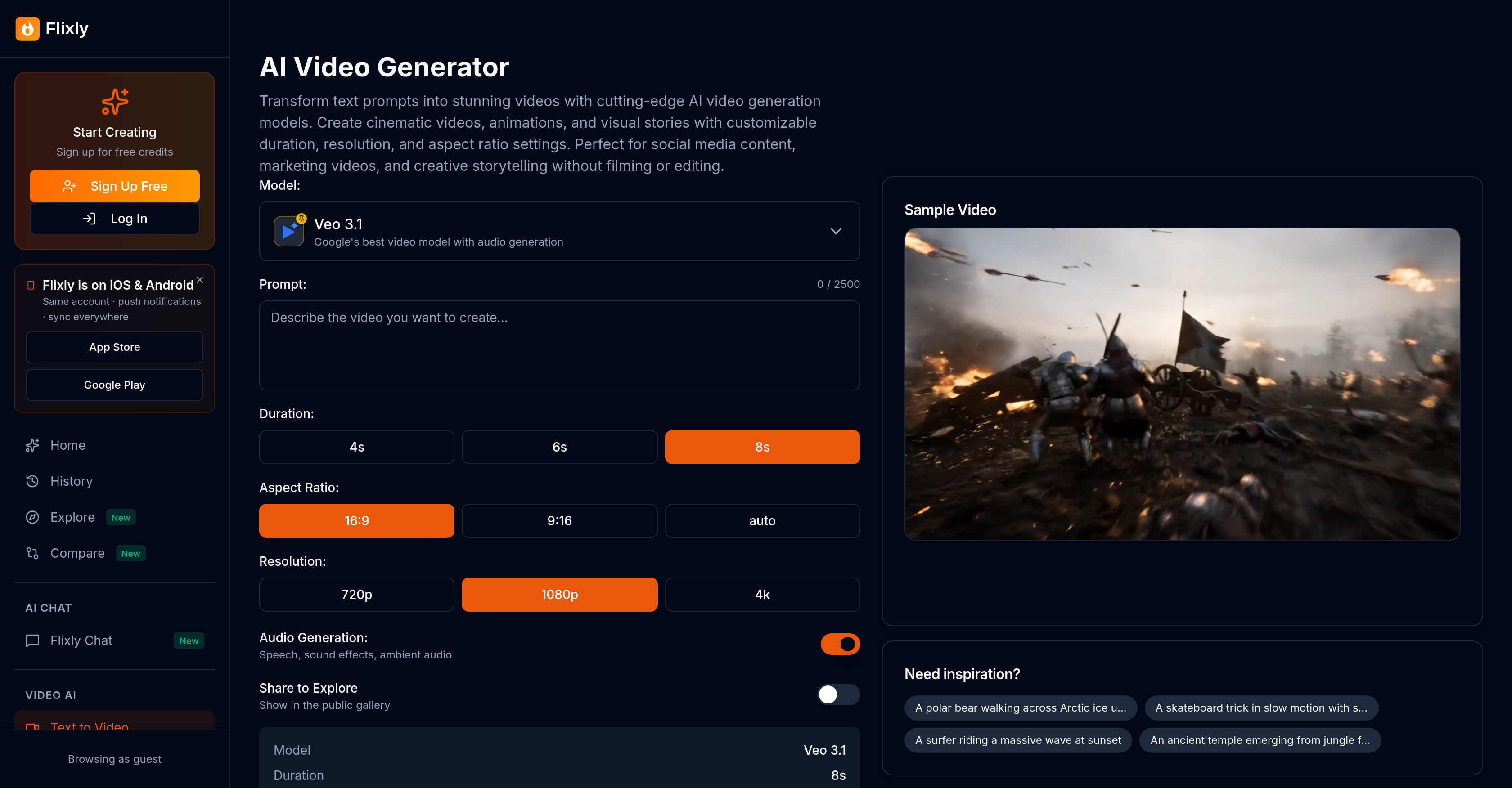 Flixly | Text to Video Generator - AI Tool For Videos