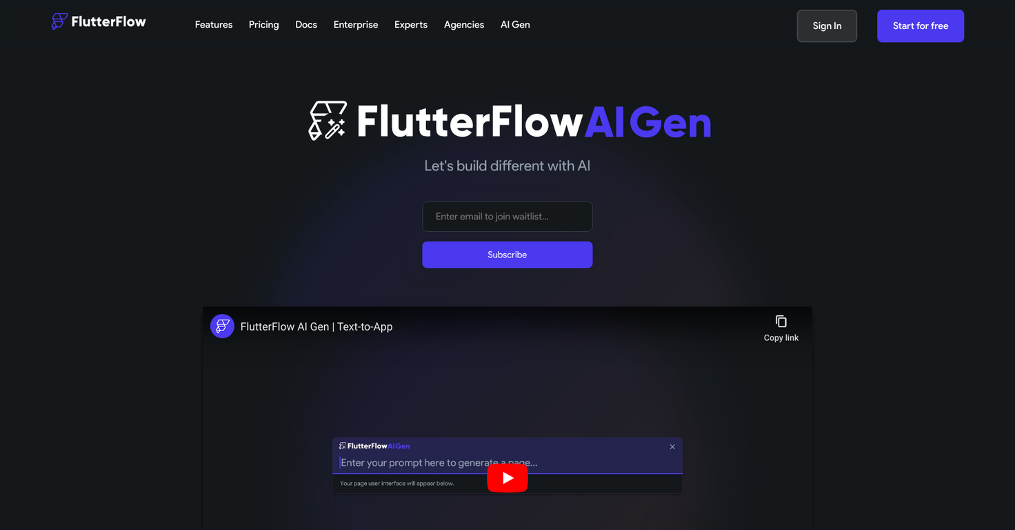 FlutterFlow AI Gen website