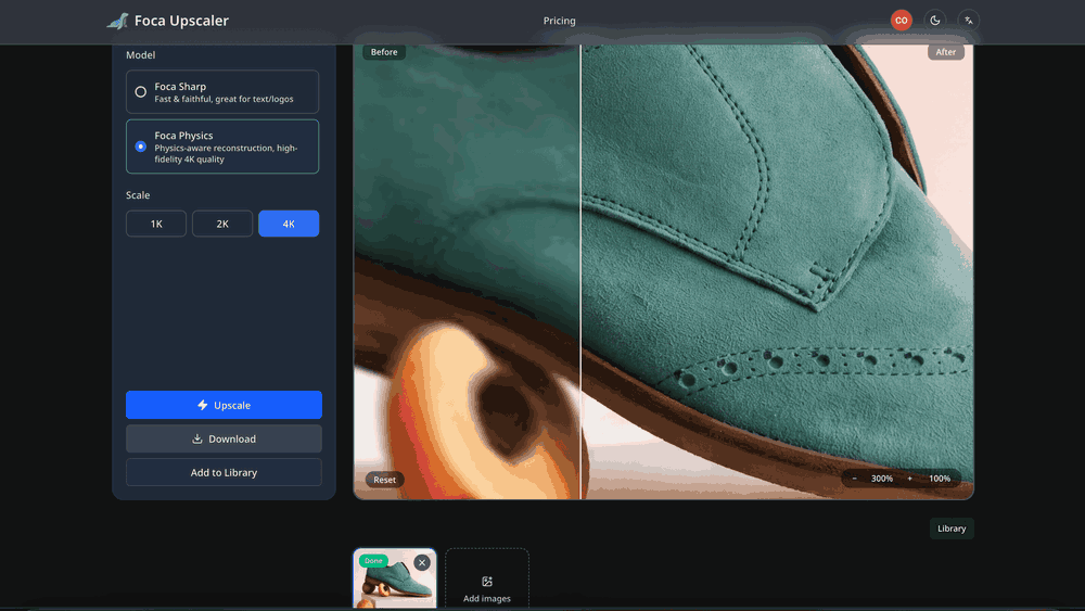 Foca Upscaler website