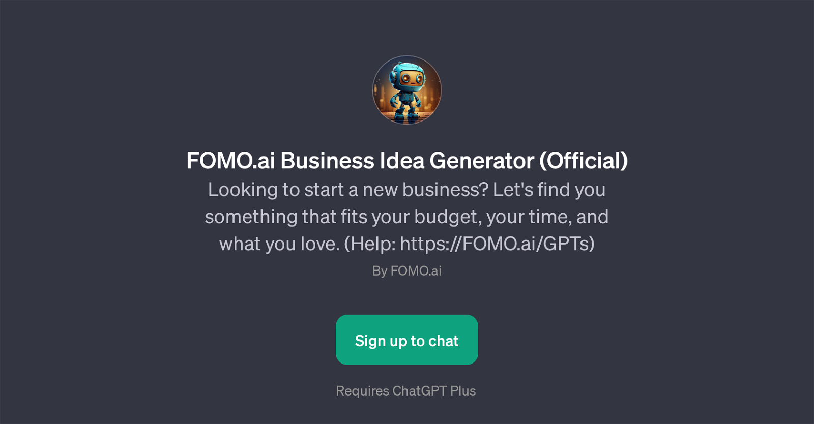 FOMO.ai Business Idea Generator website