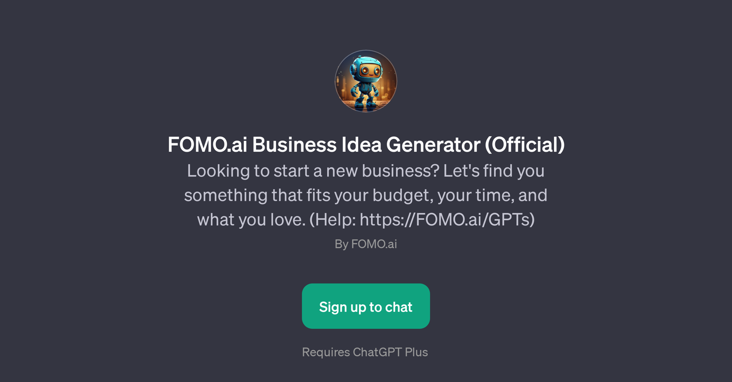 FOMO.ai Business Idea Generator website