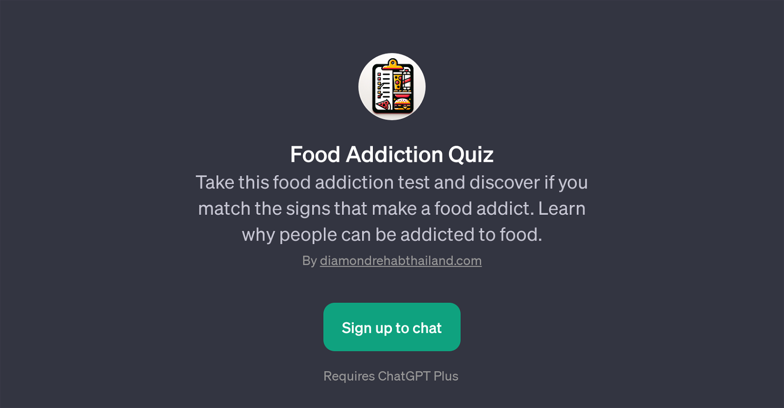 Food Addiction Quiz website
