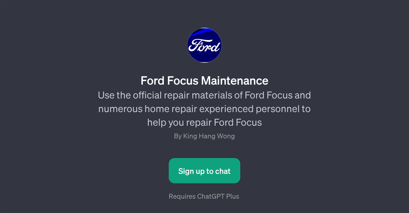 Ford Focus Maintenance GPT website