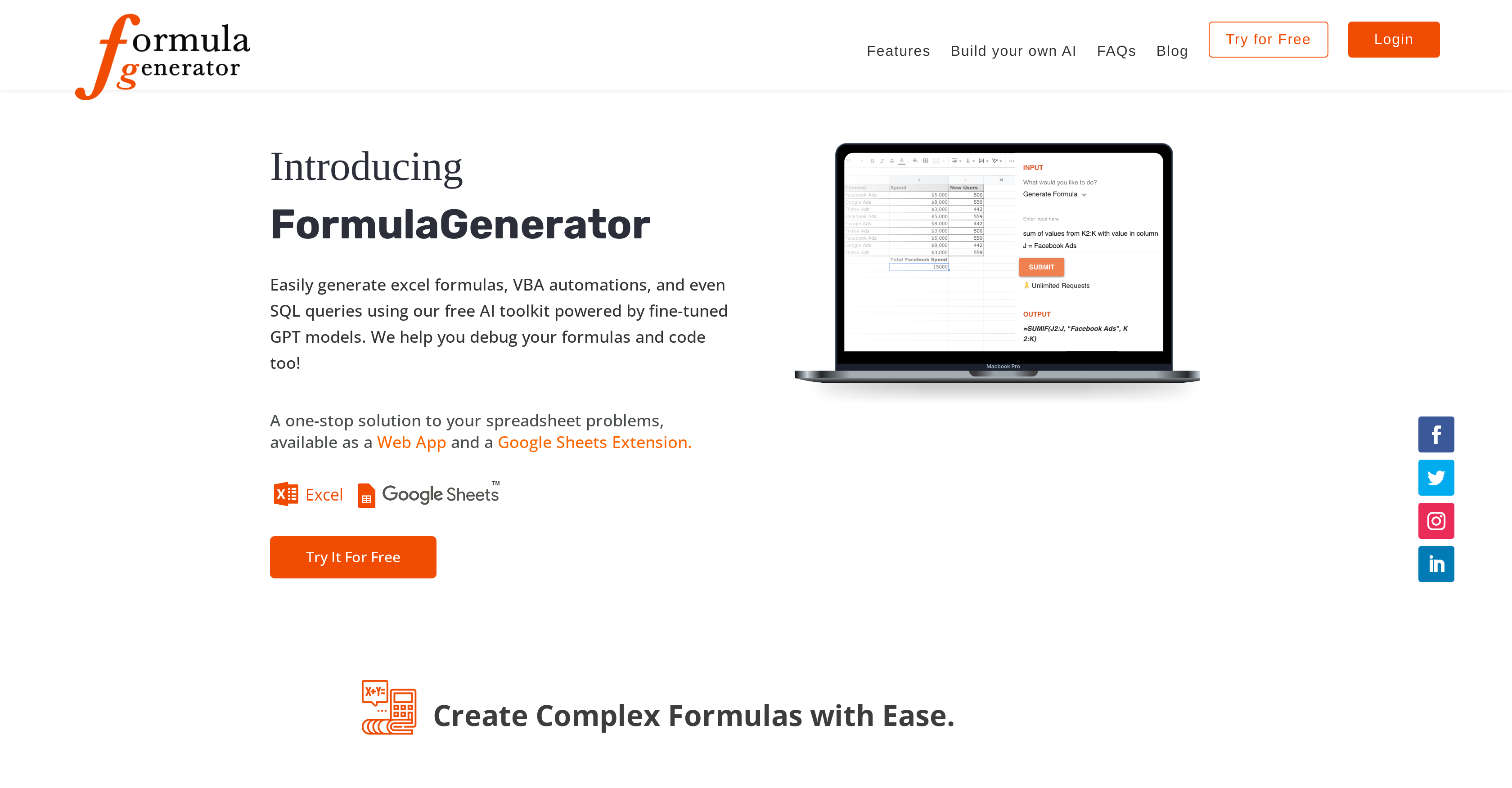 Formula Generator website