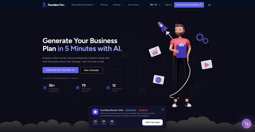 FoundersPlan.ai website