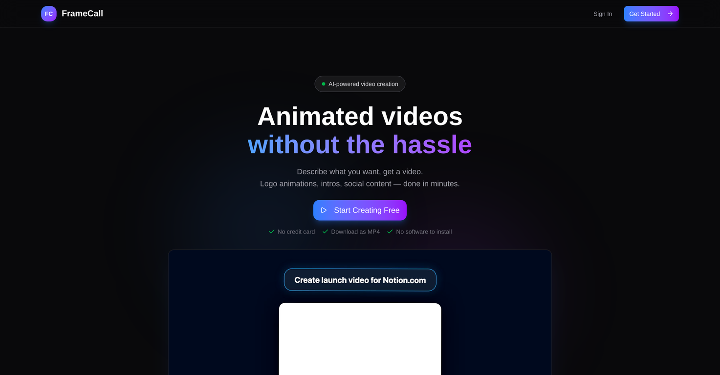 FrameCall website