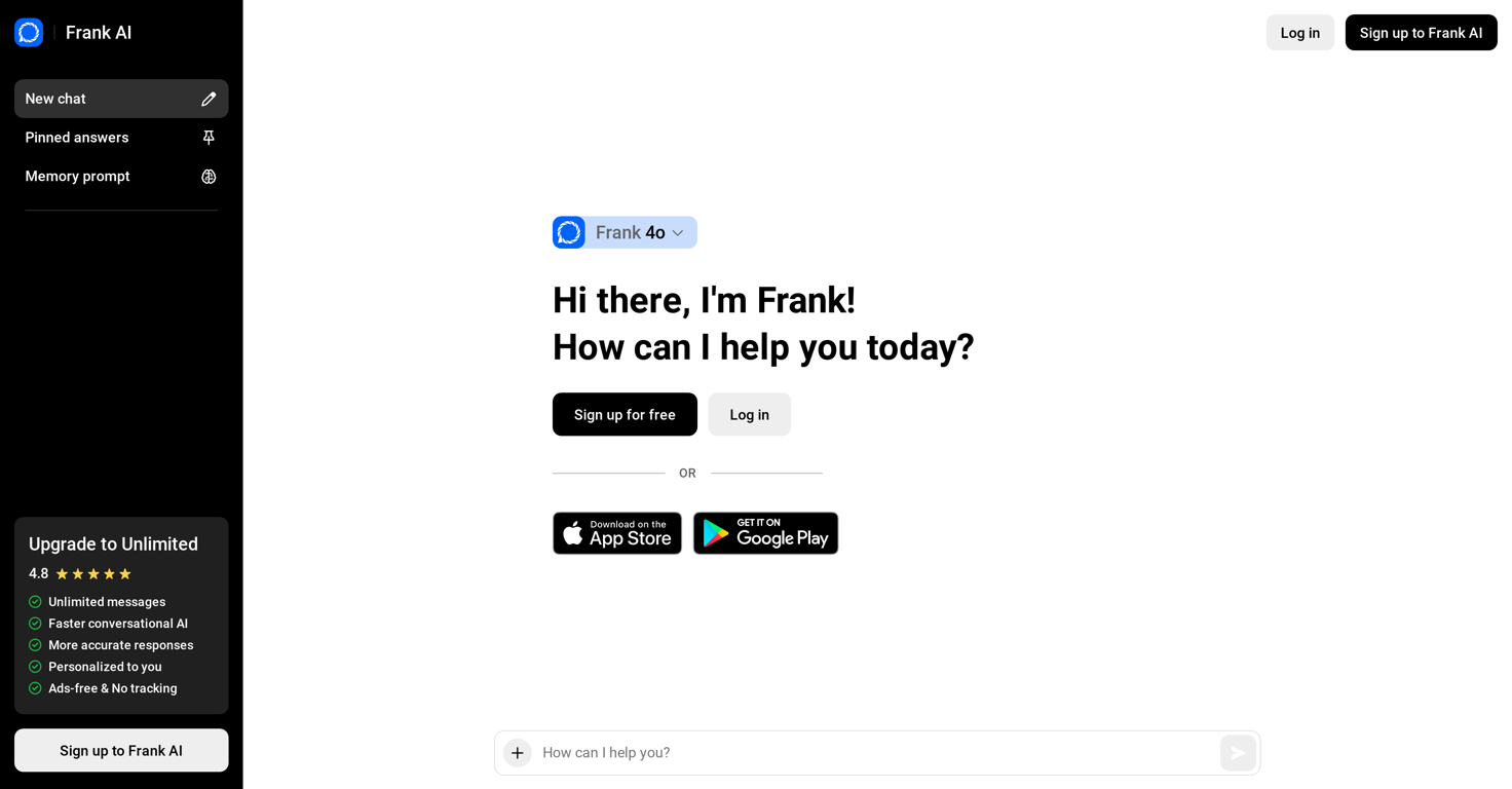 Frank AI website