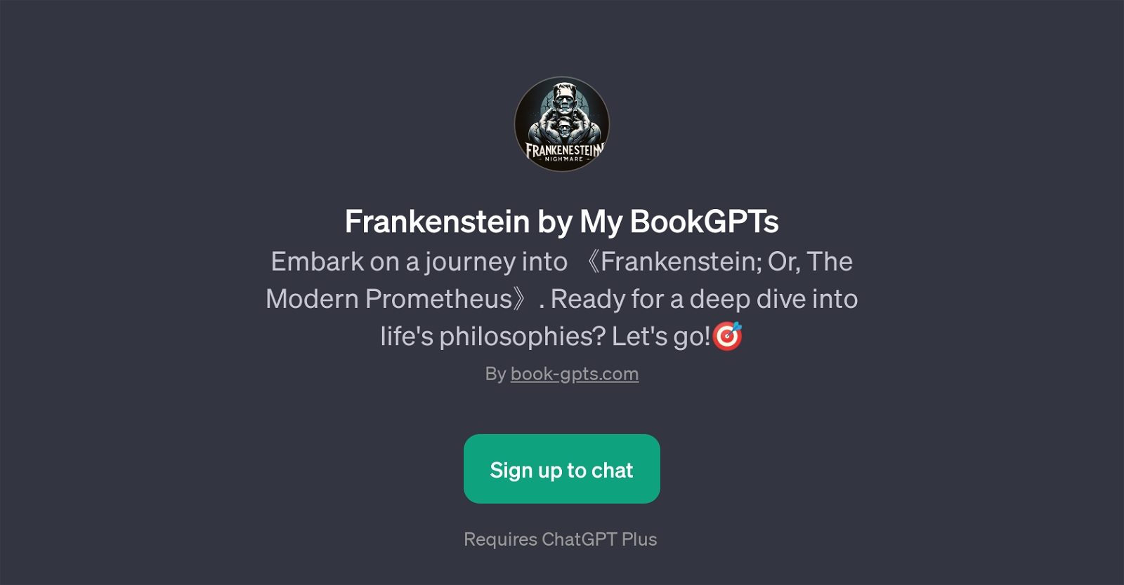 Frankenstein by My BookGPTs website
