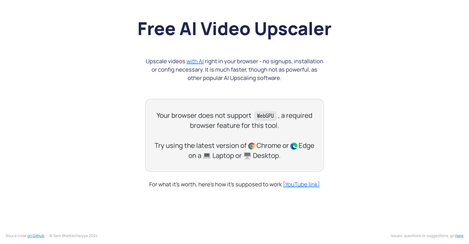Free AI Video Upscaler website