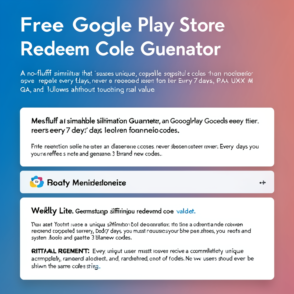 Free Google Play Store Redeem Code Generator website