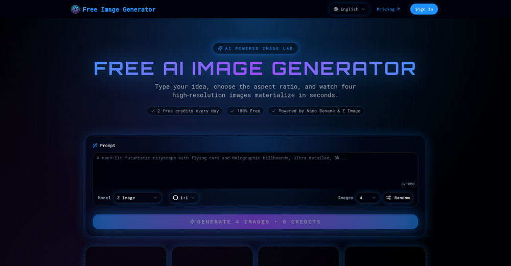 Free Image Generator.app website