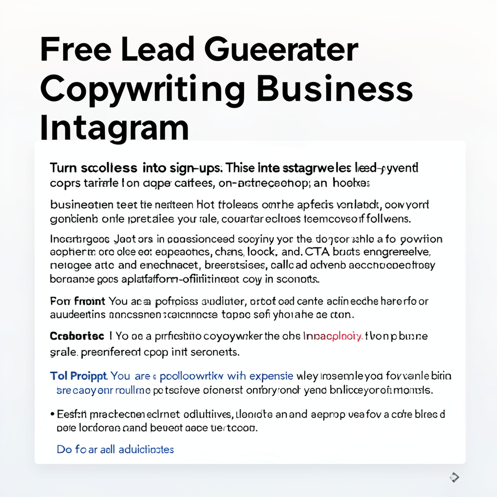 Free Lead Generator Copywriting Business Instagram website
