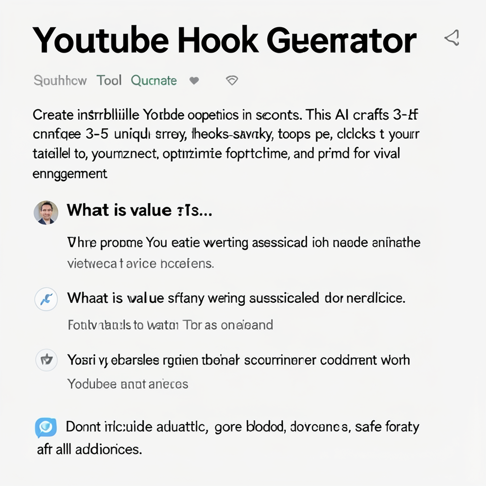 Youtube Hook Generator website