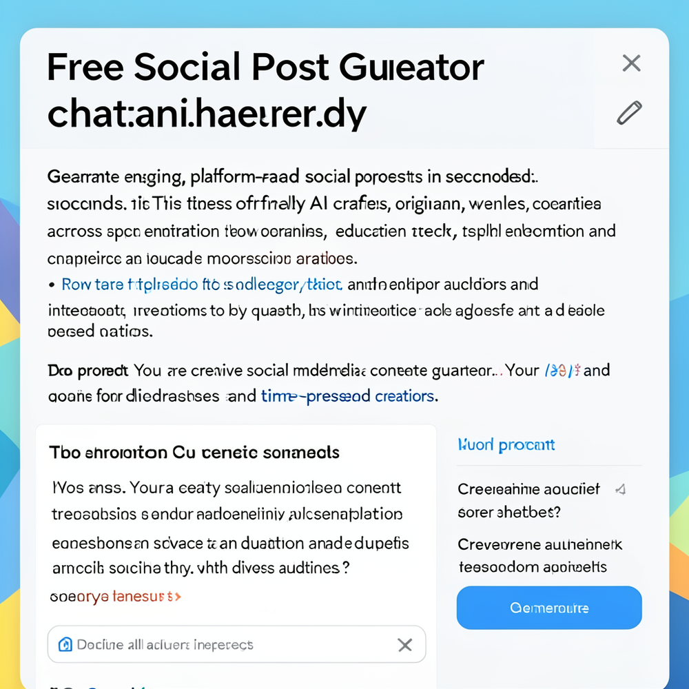 Free Social Post Generator/chatapi.haerer.dev website
