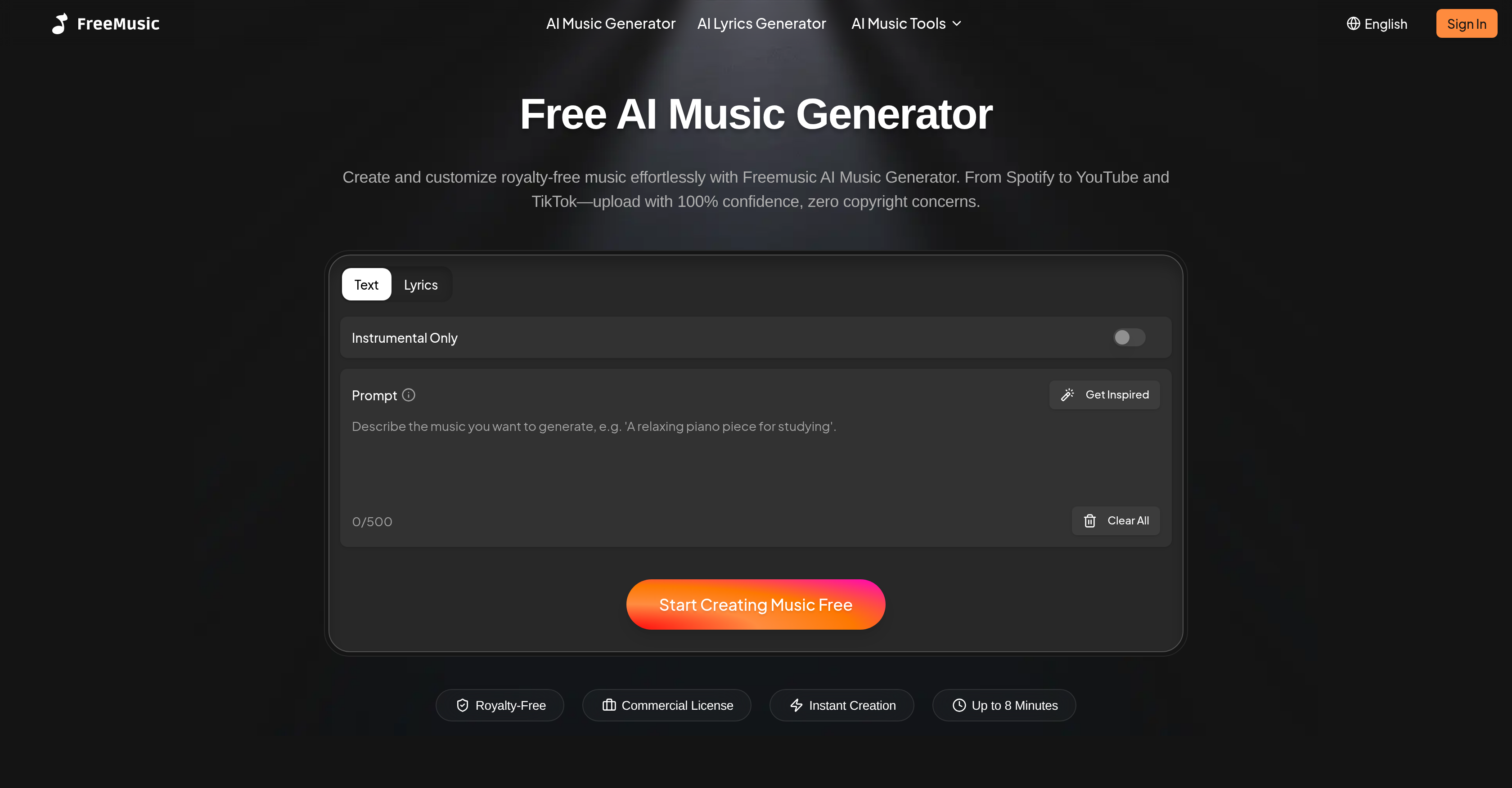 FreeMusic AI screenshot