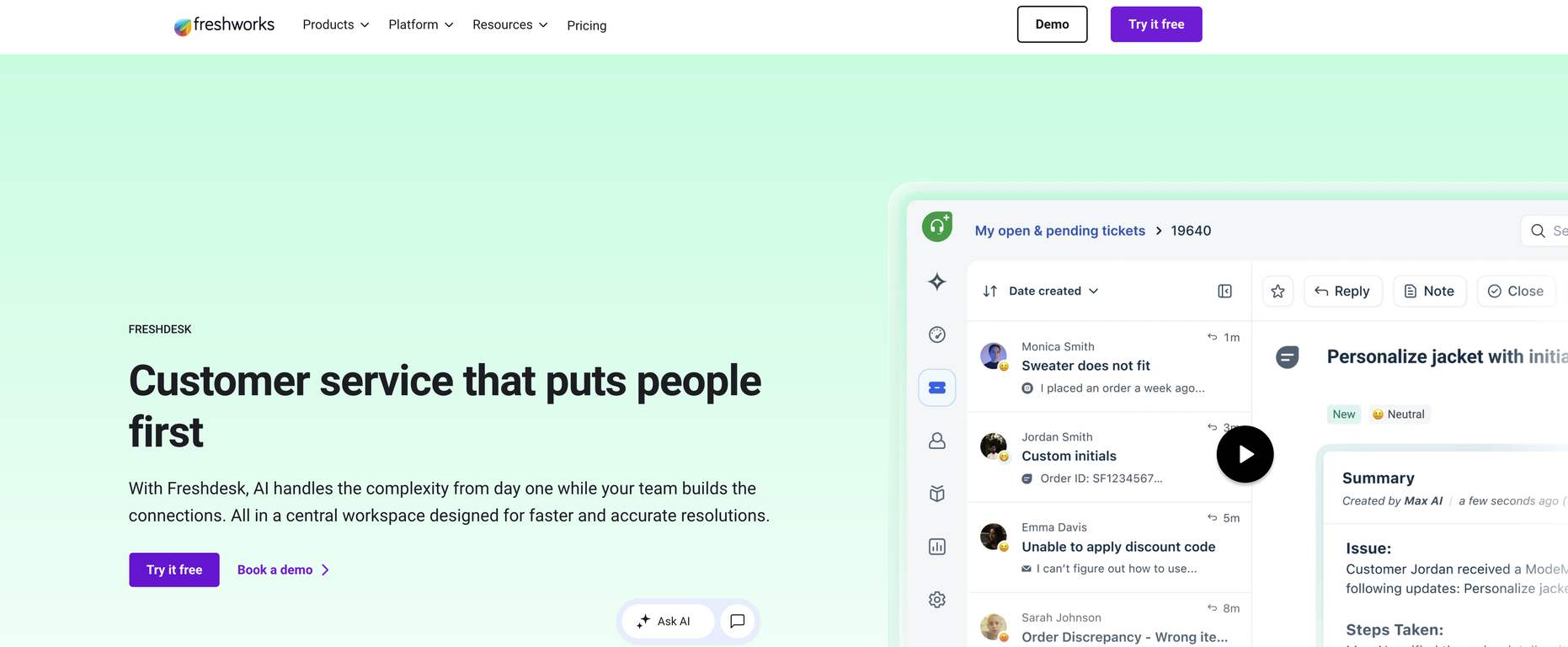 Freshdesk website