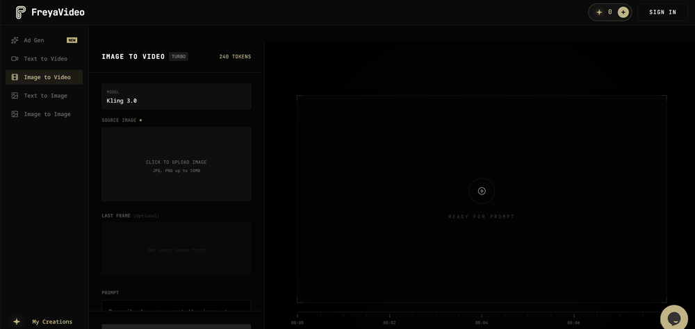 FreyaVideo - Image to Video AI Generator website