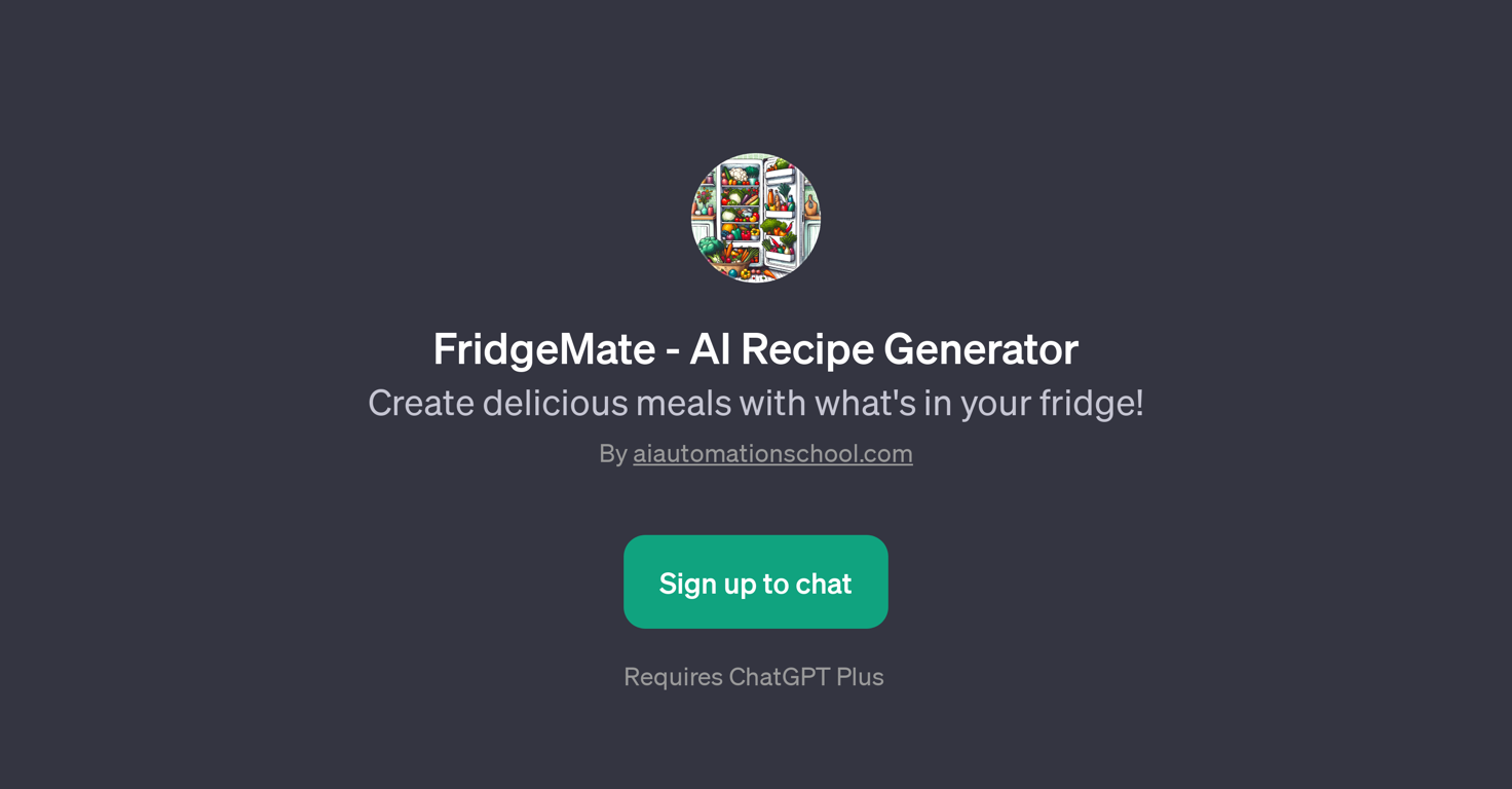 FridgeMate - AI Recipe Generator website