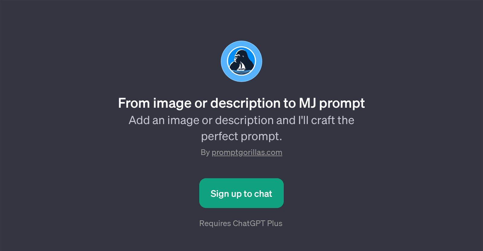 From image or description to MJ prompt website