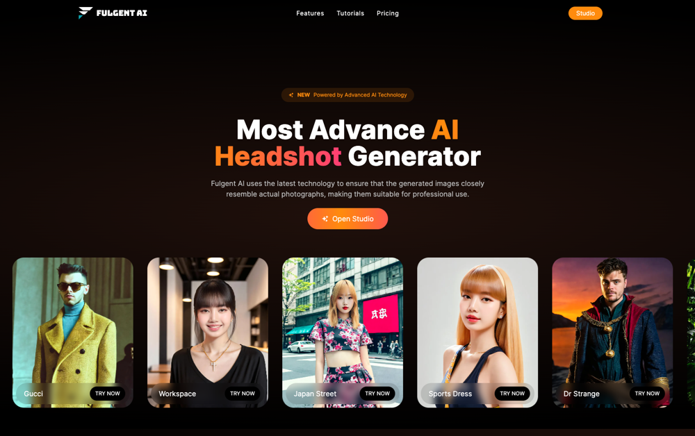 Fulgent AI | AI Headshots website