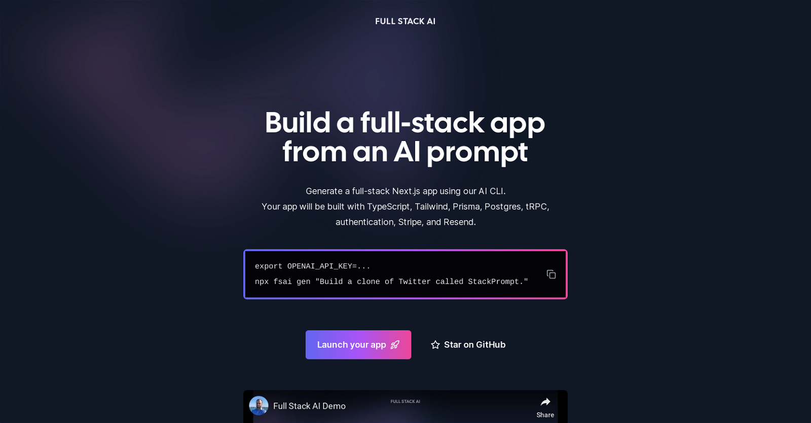 Full Stack AI website