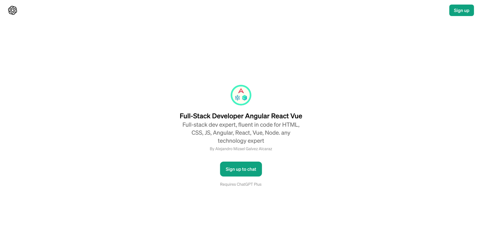 Full-Stack Developer Angular React Vue GPT website
