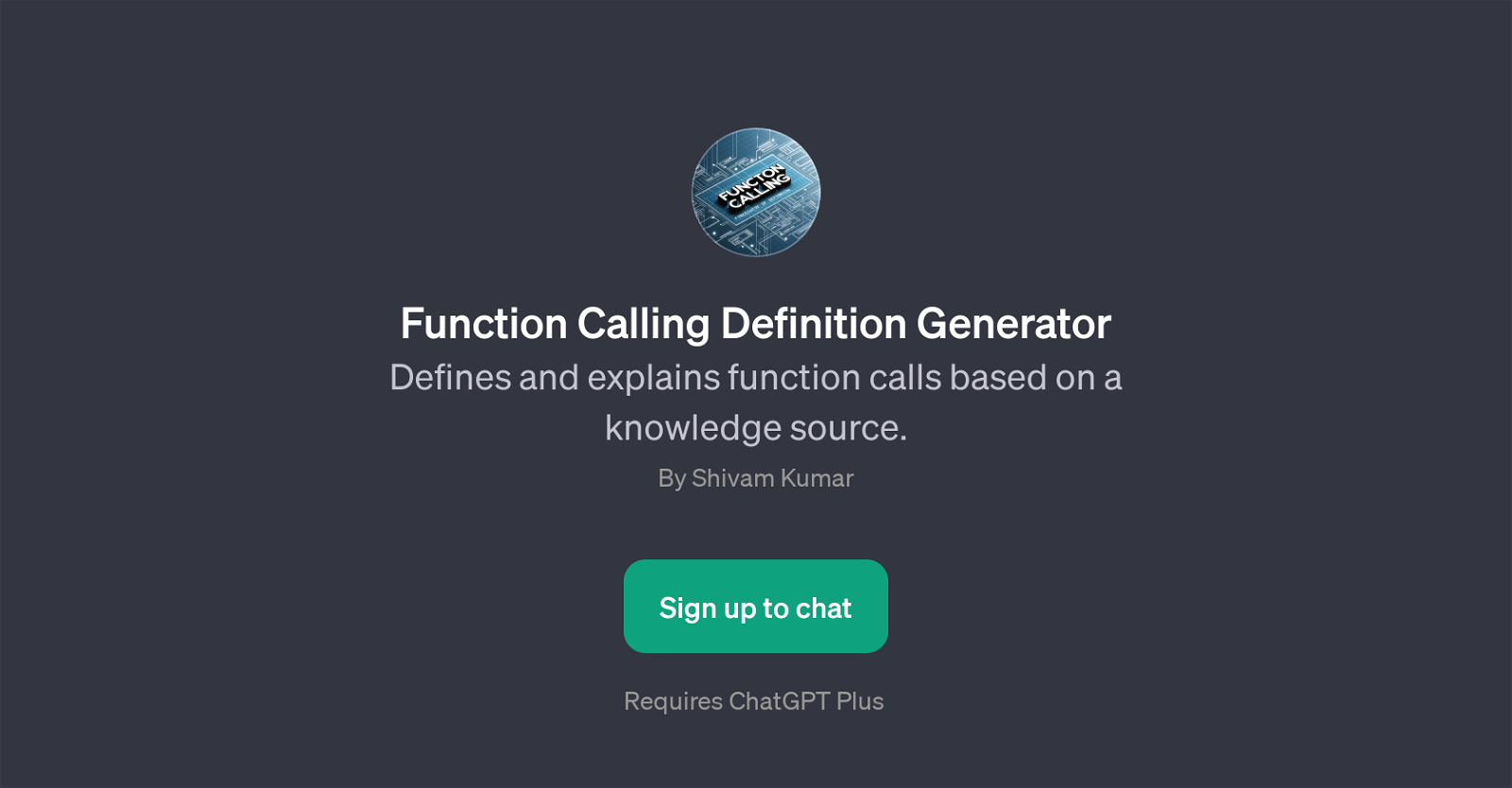 Function Calling Definition Generator website