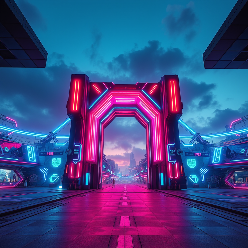 Futuristic Gateway With Neon Six website