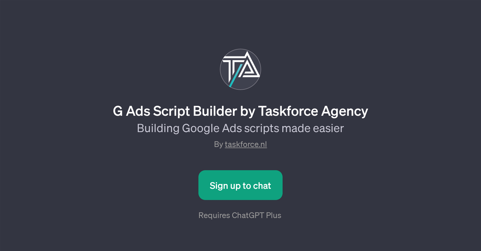 G Ads Script Builder by Taskforce Agency website