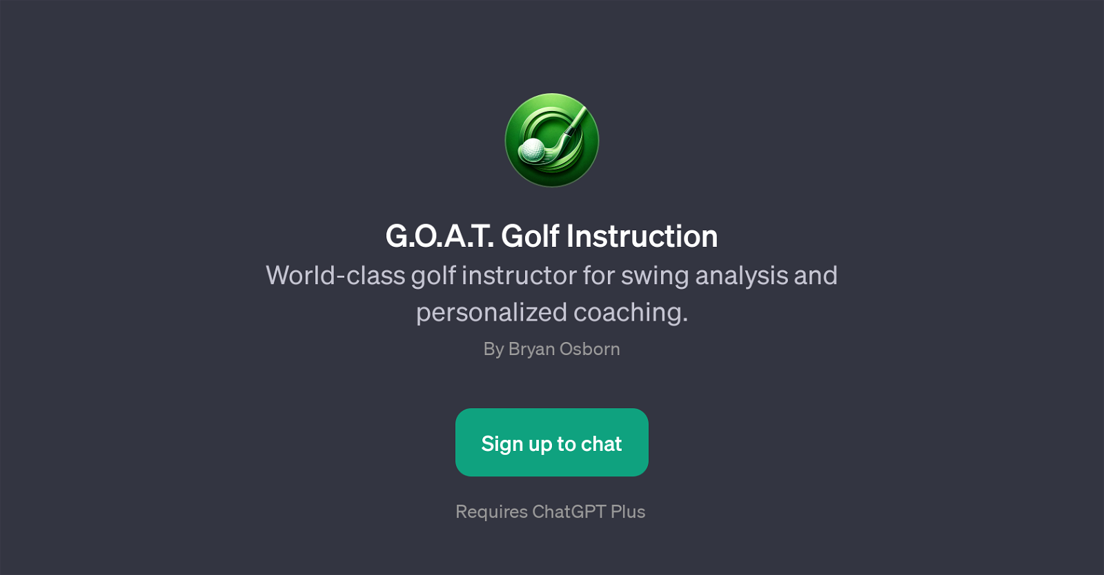 G.O.A.T. Golf Instruction website