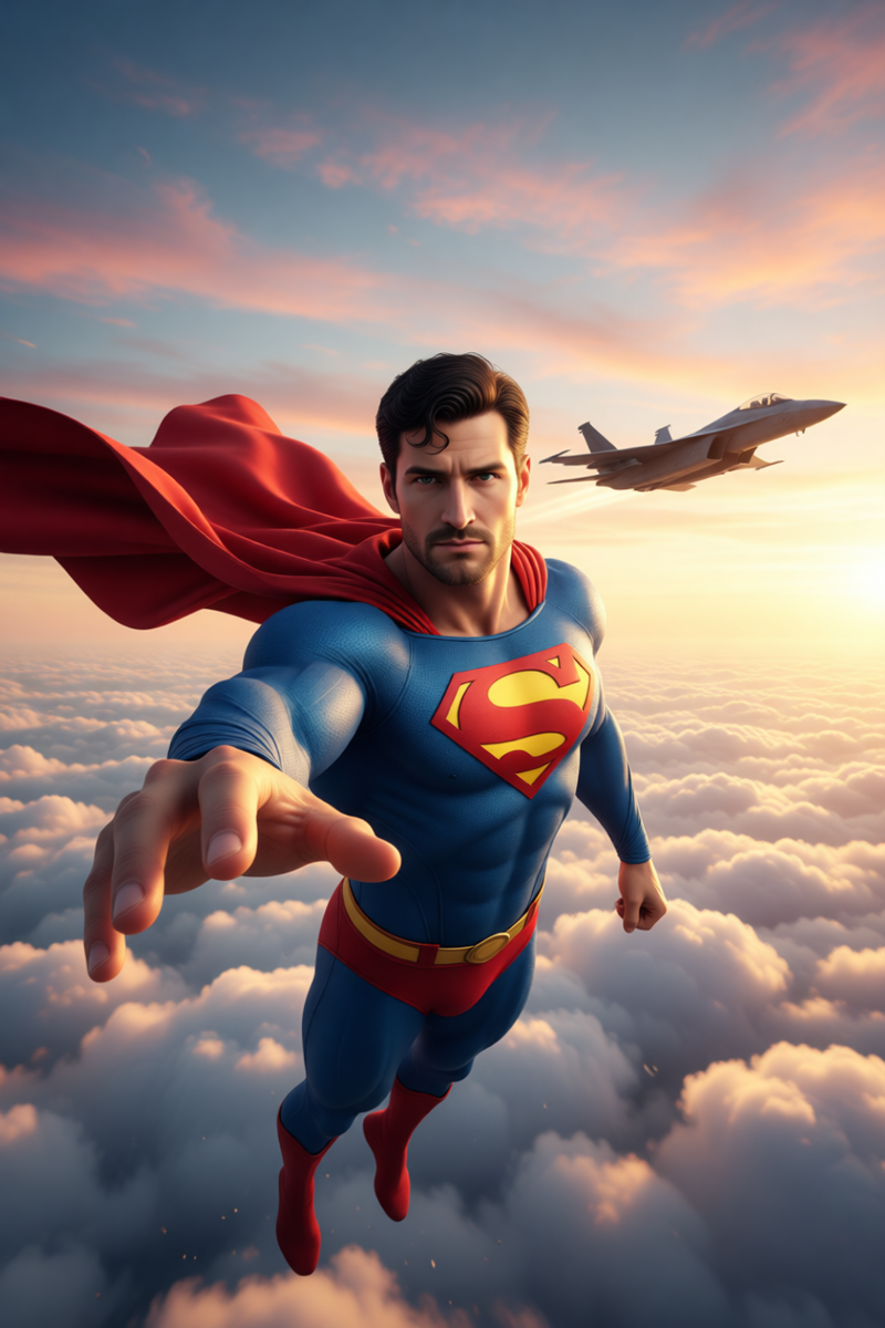 a-hero-above-the-clouds generated image