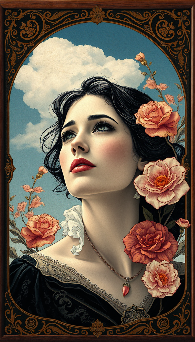 art-nouveau-portrait-realistic-reference-in-mucha-inspired-style generated image