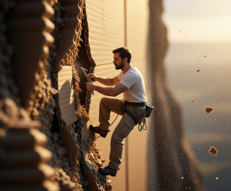 ascent-through-the-corrugated-cliffs generated image