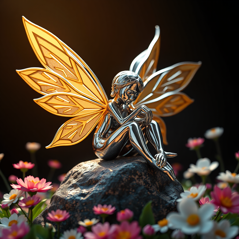 chrome-gold-figurine generated image